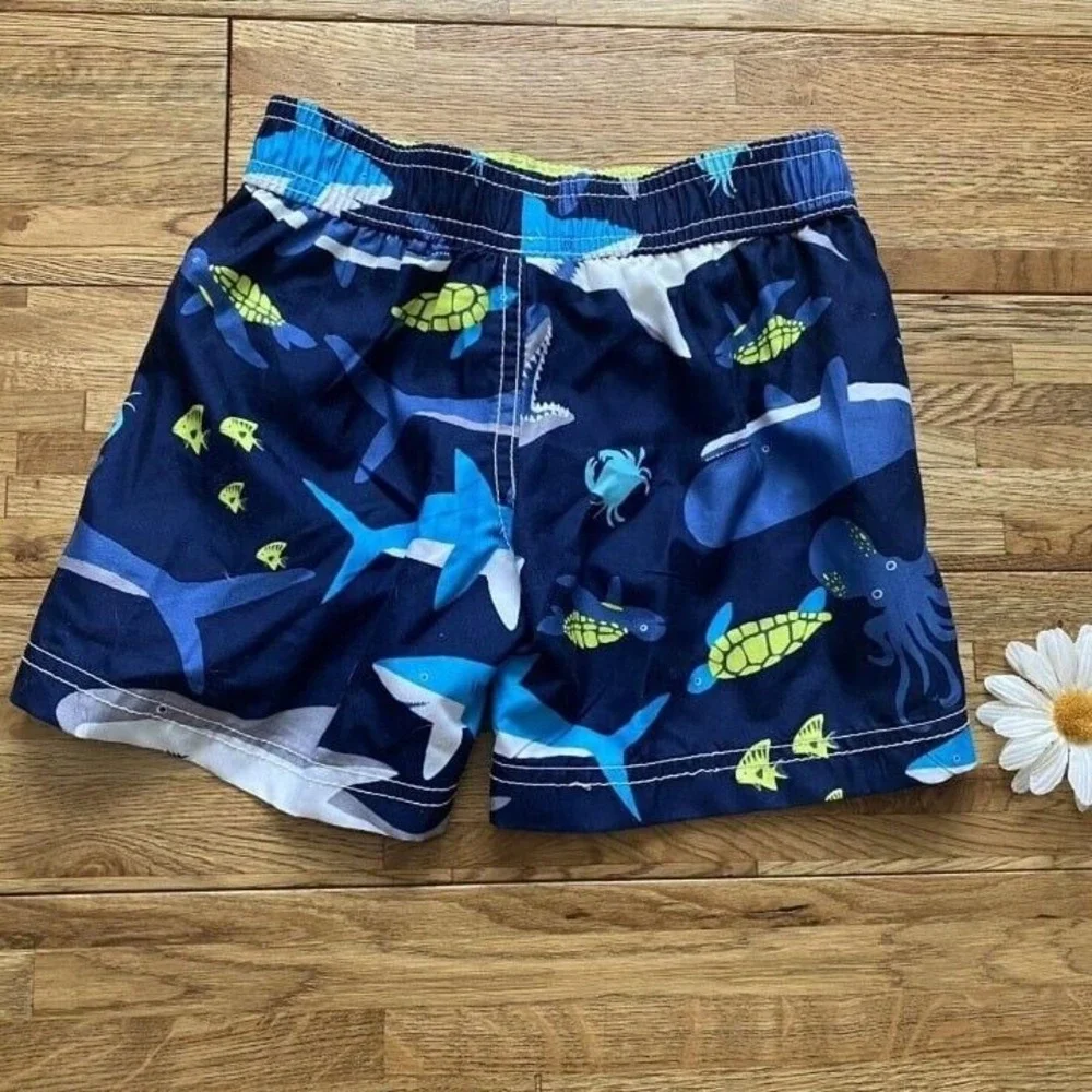 Carter's Blue Shark‎ Swim Trunks Sz 2T